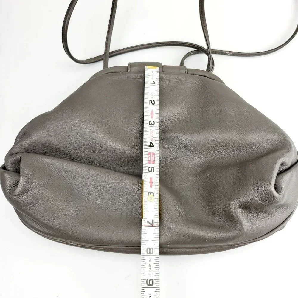 ASPECTS Grey Leather Crossbody Bag Thin Strap Basic Minimal Made in KOREA - Picture 9 of 14